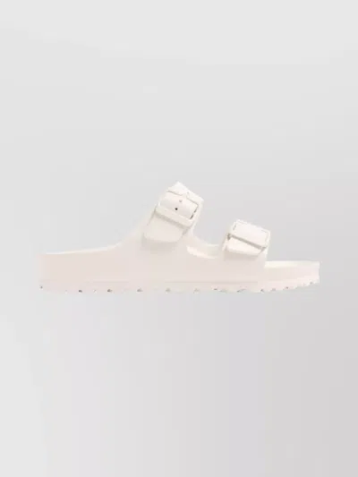 Birkenstock Double Strap Flat Sandals With Round Toe In White