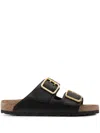 Birkenstock Double-strap Leather Sandals In Schwarz