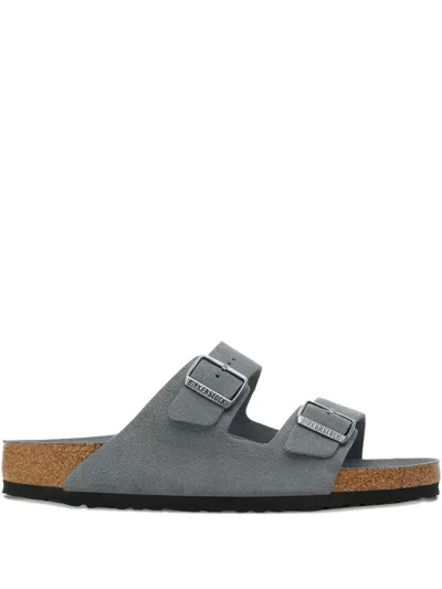Birkenstock Double-strap Suede Sandals In Gray