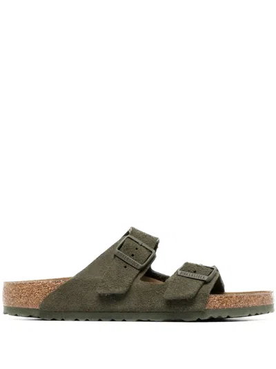Birkenstock Double-strap Suede Sandals In Green