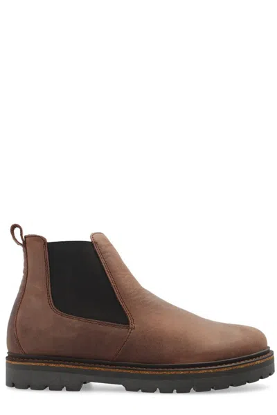 Birkenstock Unbuckle Leather Elastic-panel Boots In Brown