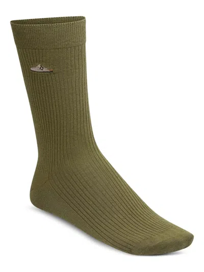 Birkenstock Embroidered-logo Ribbed Socks In Green