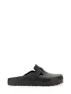 Birkenstock Boston Vegan Birkibuc Slip On Clog In Black In Black