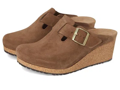 Birkenstock Fanny Wedge Clog - Suede Women's Shoes Dark Tea 1: Eu 41 (us Women's 10-10.5) Narrow In Tan
