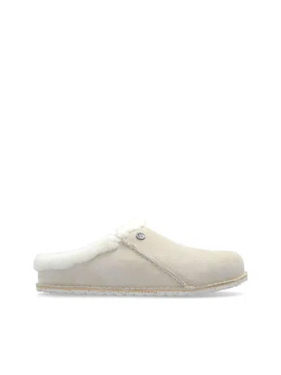 Birkenstock Faux-fur Trim Slippers In Neutrals