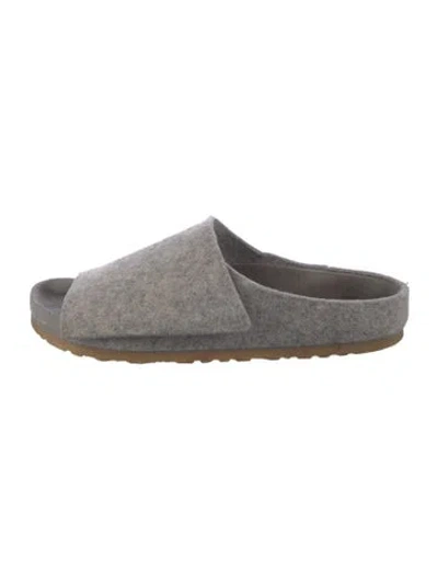 Pre-owned Birkenstock Felt Slides In Grey