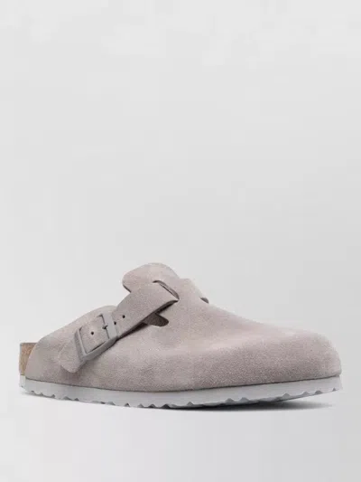 Birkenstock Flat Backless Round Toe Silk Nylon Slippers In Neutral