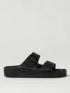 Birkenstock Black Leather Platform Sandals With Two Straps And Metal Buckles In Black