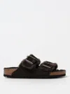 Birkenstock 'arizona' Black Sandals With Logo Lettering On The Buckle In Braun