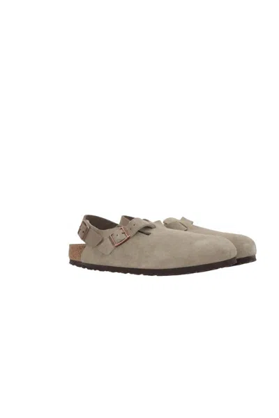 Birkenstock Taupe Suede Tokyo Slipper In Neutrals