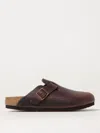Birkenstock Leather Boston Slippers Buckle Detail In Brown