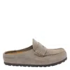 Birkenstock Suede Penny Flat Mules In Gray
