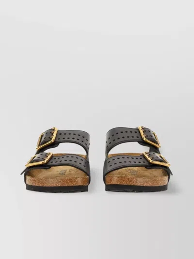 Birkenstock Flat Sole Narrow Fit Open Toe Perforated Sandal In Brown