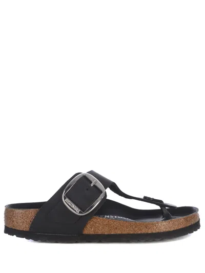Birkenstock Gizeh Big Buckle Oiled Leather Sandal In Black
