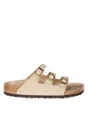 Birkenstock Beige Leather Florida Slippers