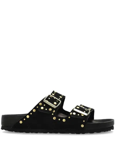 Birkenstock 'florida' Black Leather Slippers