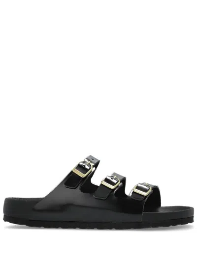 Birkenstock Florida Dbuckle Exquisite Shine Fit S Shoes In Black