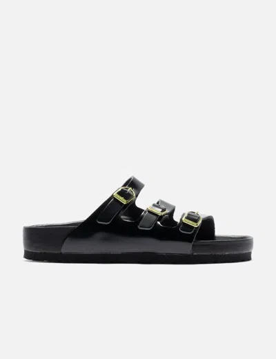 Birkenstock Black Sandals With Adjustable Straps And Gold-tone Buckles