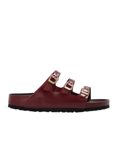 Birkenstock Florida Fresh Flat Sandals In High Shine Zinfandel Black