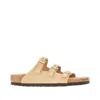 Birkenstock Beige Leather Florida Slippers In Beige