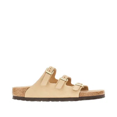 Birkenstock 'florida Fresh' Nubuck Leather Sandals In Beige