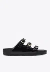 Birkenstock Florida Dbuckle Exquisite Shine In Black