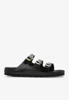 Birkenstock Florida Dbuckle Exquisite Shine Fit S Shoes In Black