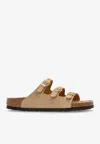Birkenstock Beige Leather Florida Slippers In Sand