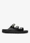 Birkenstock Florida Lacquer Leather Slides In Black