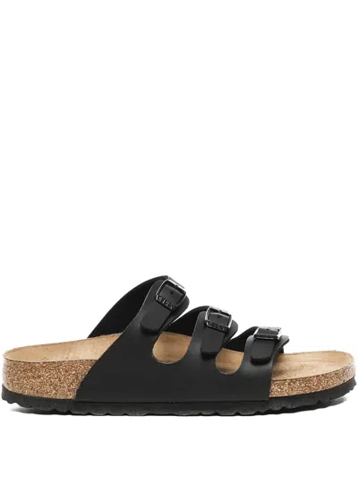Birkenstock Florida Bs Leather Slides In Black