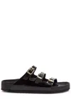 Birkenstock Florida Dbuckle Exquisite Shine Fit S Shoes In Black