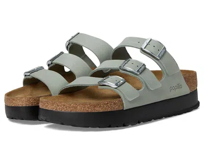 Birkenstock Florida Platform - Nubuck In Green
