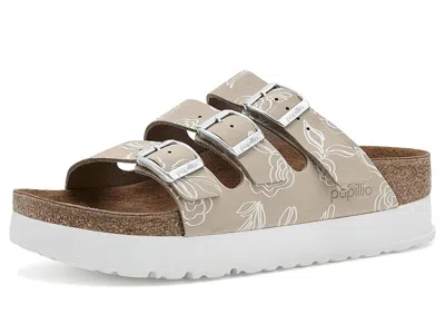 Birkenstock Florida Platform - Printed Women's Dress Sandals Oyster Flower Print: Eu 41 (us Women's 10-10.5) Nar In Taupe