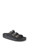 Birkenstock Florida Dbuckle Exquisite Shine In Black