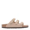 Birkenstock Triple Buckle Cork Sole Sandals In Brown