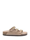 Birkenstock Triple Buckle Cork Sole Sandals In Brown