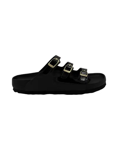 Birkenstock Florida Slide - Polished Leather In Black