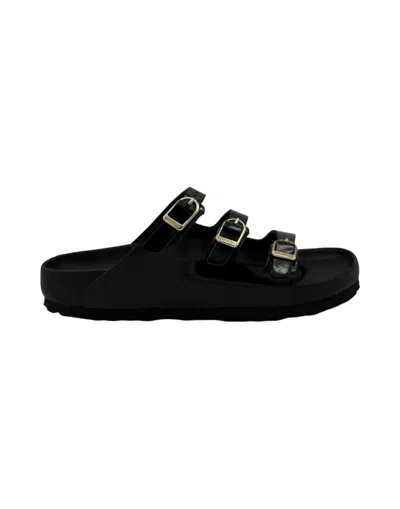 Birkenstock Florida Slide – Polished Leather In Black