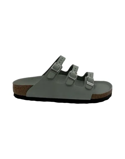Birkenstock Florida Slide – Pure Sage Nubuck Leather In Gray