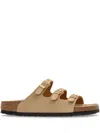 Birkenstock Beige Leather Florida Slippers In Sandcastle