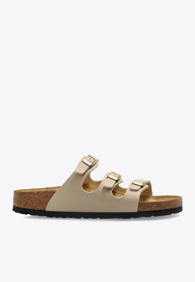 Birkenstock Florida Trio-straps Birko-flor Sandals In Cream