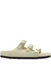 Birkenstock Triple Buckle Open Toe Flat Sole Sandals In Neutrals