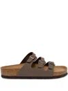Birkenstock Florida Triple-strap Slide Sandals In Braun