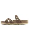 Birkenstock Franca Braided Natural Leather Oiled Narrow Fit Sandals 'cognac' In Animal Print
