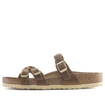 Birkenstock Franca Braided Natural Leather Oiled Narrow Fit Sandals 'cognac' In Brown