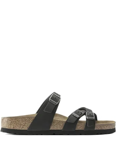 Birkenstock Franca Oiled-leather Buckle Sandals In Black