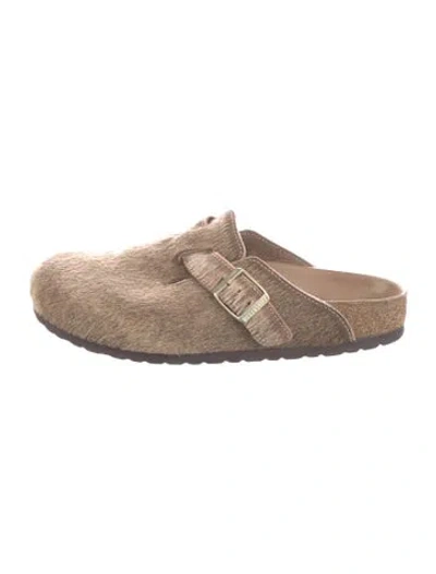 Pre-owned Birkenstock Fur Mules In Neutral