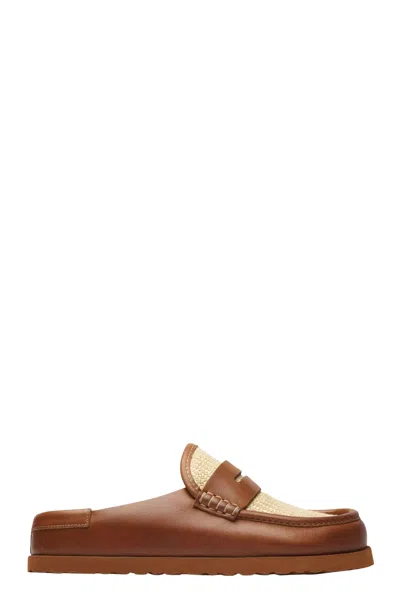 Birkenstock Ginger Brown Naples Moccasin-inspired Slip-on Leather Loafers In Red