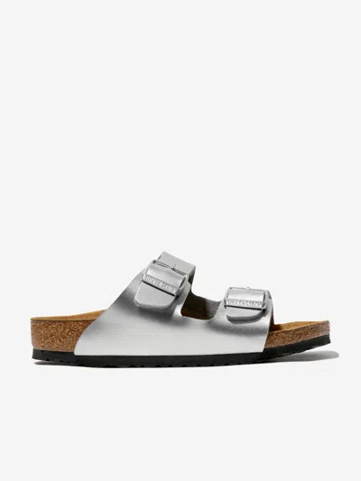 Birkenstock Kids' Girls Arizona Metallic Sandals In Silver