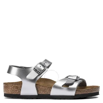 Birkenstock Girls Birko-flor Rio Metallic Sandals In Grey